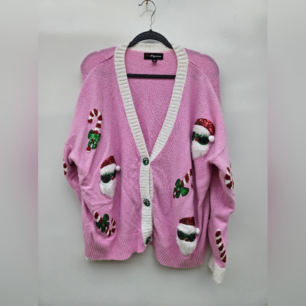 Joyous Pink Santa Cardigan